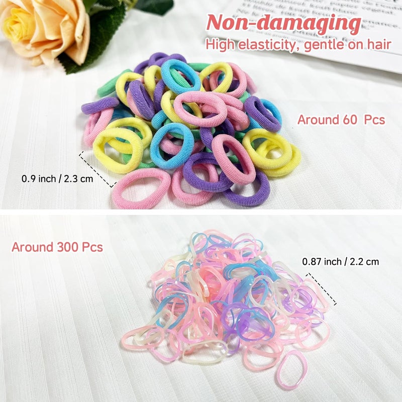 Cherocito 400 Pcs Baby Girls Hair Accessories Set,Baby Girls Hair Ties,Flower Bows Rubber Bands,Hair-friendly Hair Clip,Soft Elastic Hair Bands,Claw Clip(Pink) - Image 5